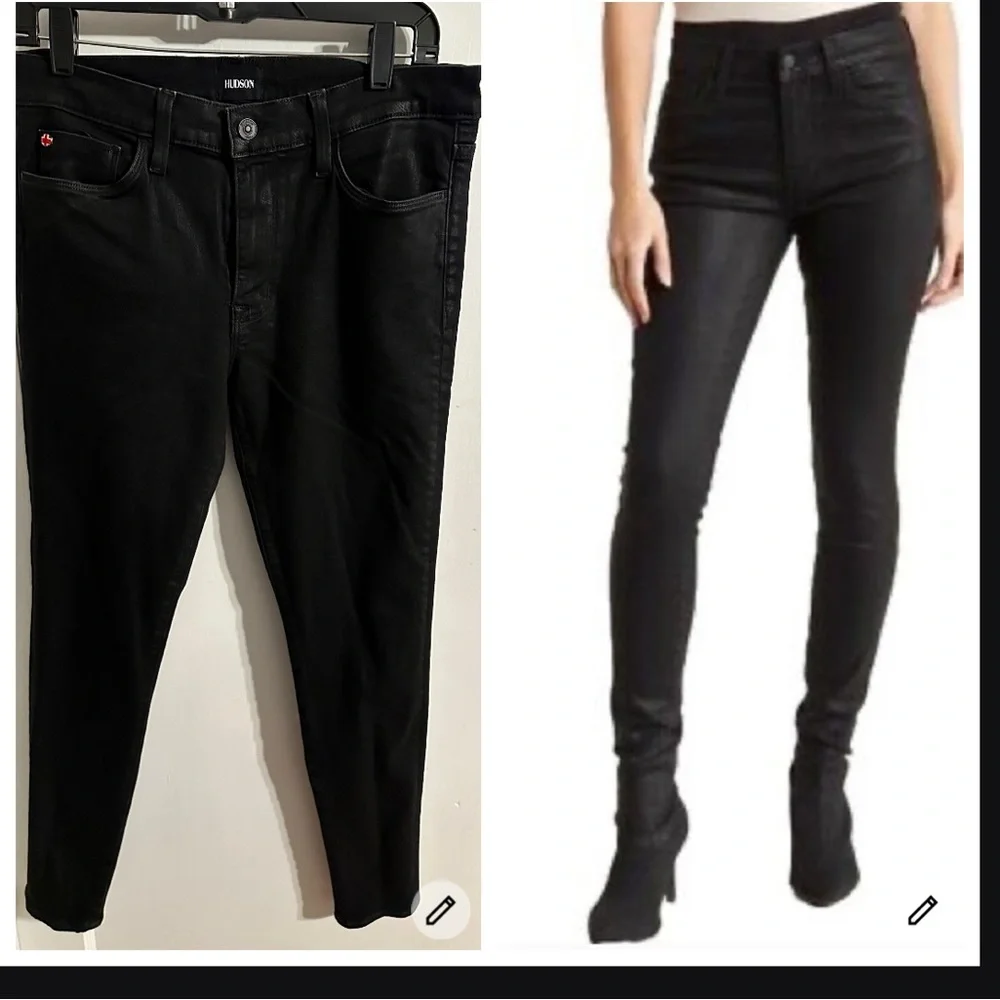12 31 EUC Hudson Natalie Mid Rise coated black jeans Pandora - Picture 1 of 9